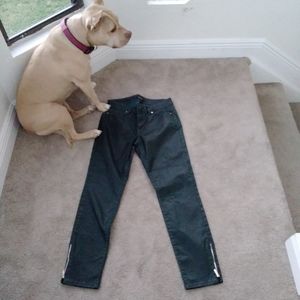 Black skinny jeans with green shine